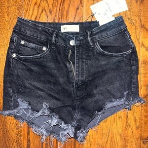 ZARA high rise black jean shorts